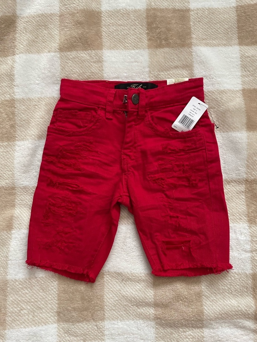 NWT Kids Legacy Edition Jordan Craig Size 4 Toddler Distressed Red Denim Shorts